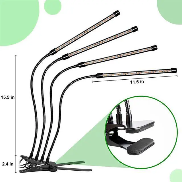 Alt view image 6 of 7 - 4 LED Grow Light Full Spectrum Plant Lights for Indoor Plants with Auto Timer
