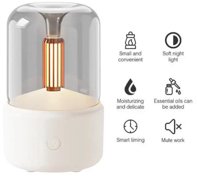 Alt view image 2 of 5 - Portable Candlelight Diffuser 120ml Ultrasonic Air Humidifier Cool Mist- White