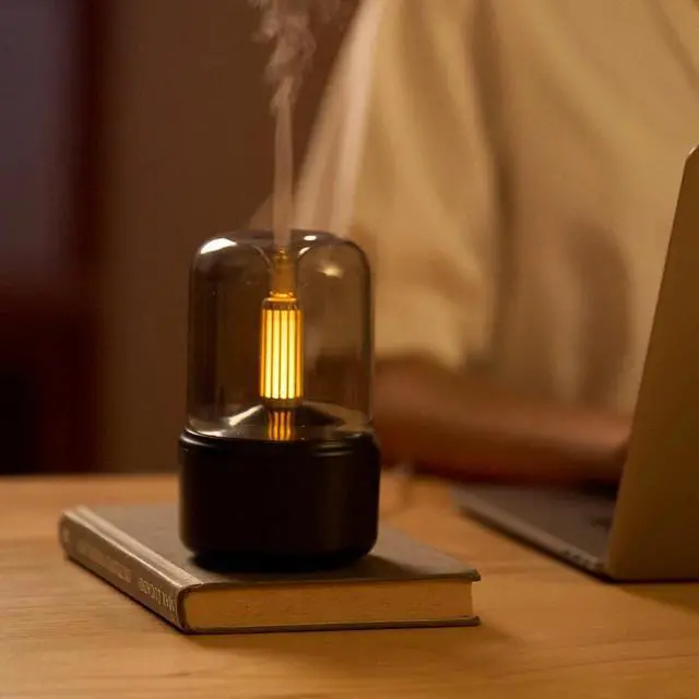 Alt view image 5 of 5 - Portable Candlelight Diffuser 120ml Ultrasonic Air Humidifier Cool Mist- White