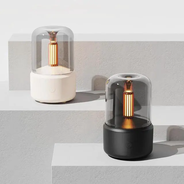 Alt view image 4 of 5 - Portable Candlelight Diffuser 120ml Ultrasonic Air Humidifier Cool Mist- White