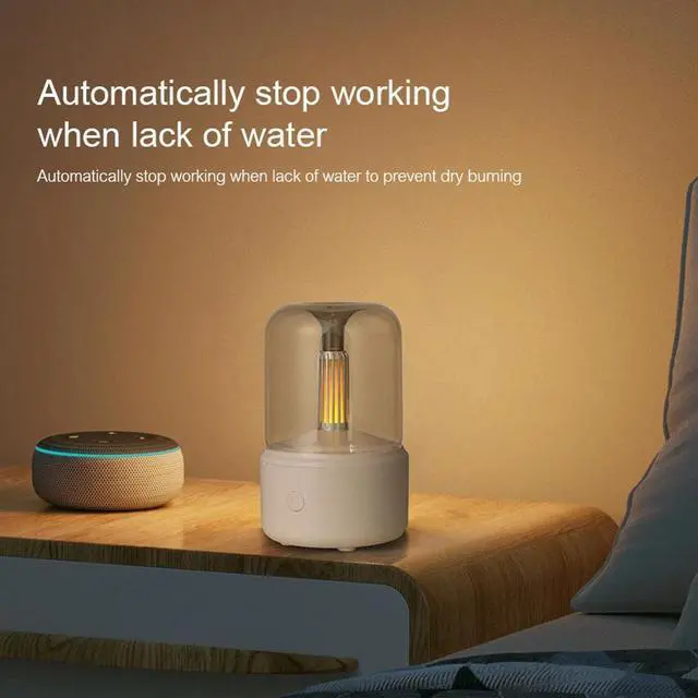 Alt view image 3 of 5 - Portable Candlelight Diffuser 120ml Ultrasonic Air Humidifier Cool Mist- White