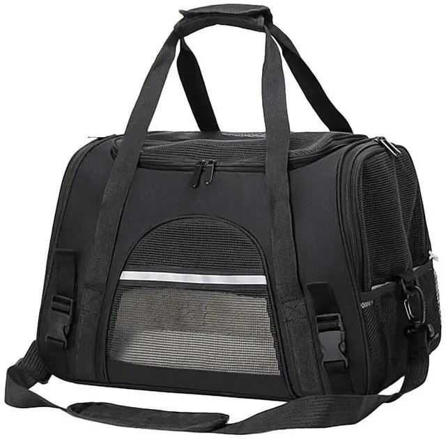 Alt view image 2 of 7 - Pet Cat Carrier Bag Mesh Breathable Travel Foldable Handbag Shoulder Bag