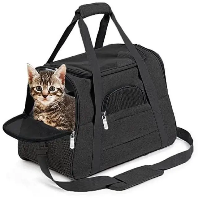 Main image of Pet Cat Carrier Bag Mesh Breathable Travel Foldable Handbag Shoulder Bag