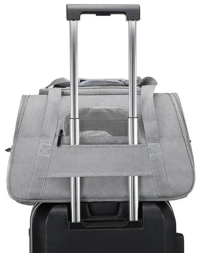 Alt view image 6 of 7 - Pet Cat Carrier Bag Mesh Breathable Travel Foldable Handbag Shoulder Bag
