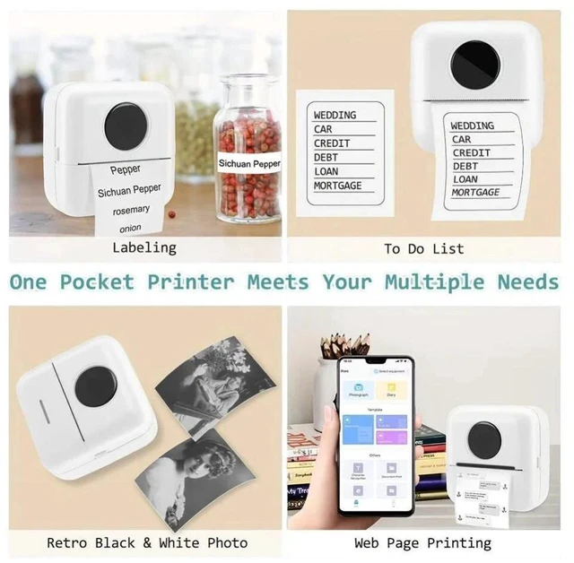 Alt view image 4 of 7 - Wireless Bluetooth Portable Pocket Mini Thermal Photo Printer Inkless Printing