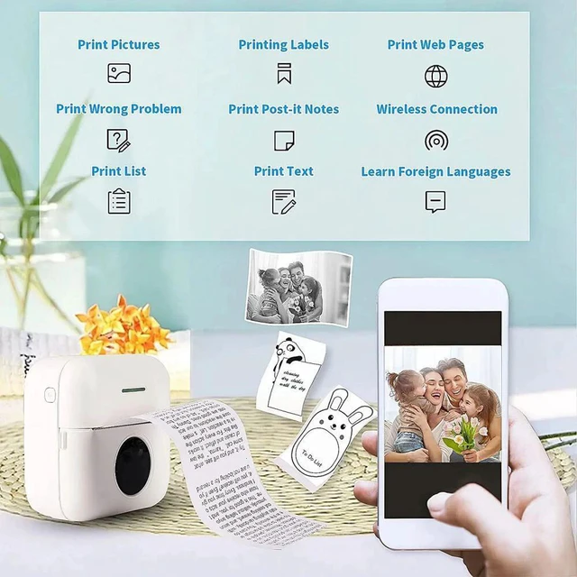 Alt view image 2 of 7 - Wireless Bluetooth Portable Pocket Mini Thermal Photo Printer Inkless Printing