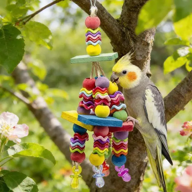 Alt view image 4 of 7 - Hanging Bird Toy - Interactive Enrichment for Parrots, Quakers, Caiques Chew Toy