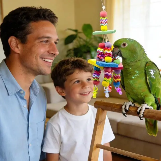 Alt view image 5 of 7 - Hanging Bird Toy - Interactive Enrichment for Parrots, Quakers, Caiques Chew Toy
