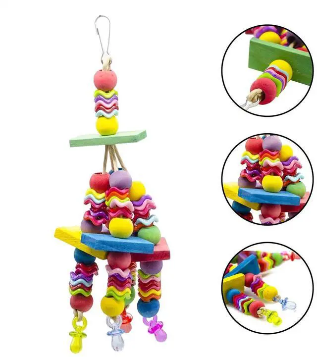 Alt view image 2 of 7 - Hanging Bird Toy - Interactive Enrichment for Parrots, Quakers, Caiques Chew Toy