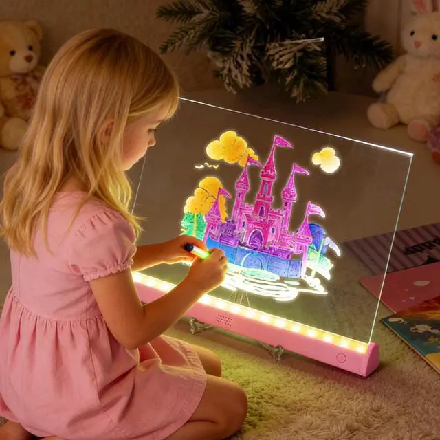 Alt view image 6 of 7 - LED Drawing Board for Kids, Touch Switch Doodle Glow Note Board with Markers