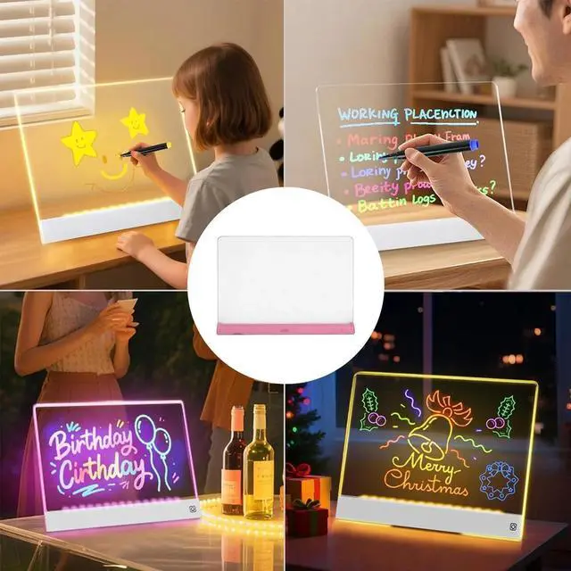 Alt view image 7 of 7 - LED Drawing Board for Kids, Touch Switch Doodle Glow Note Board with Markers