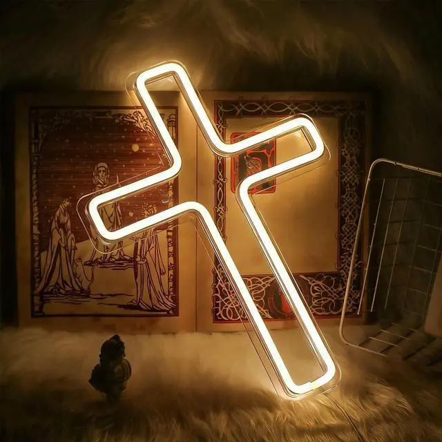 Alt view image 3 of 7 - LED Cross Light USB Plug-in Light Adjustable Acrylic Cross Sign Light