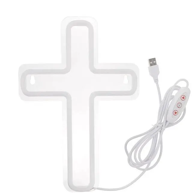 Main image of LED Cross Light USB Plug-in Light Adjustable Acrylic Cross Sign Light