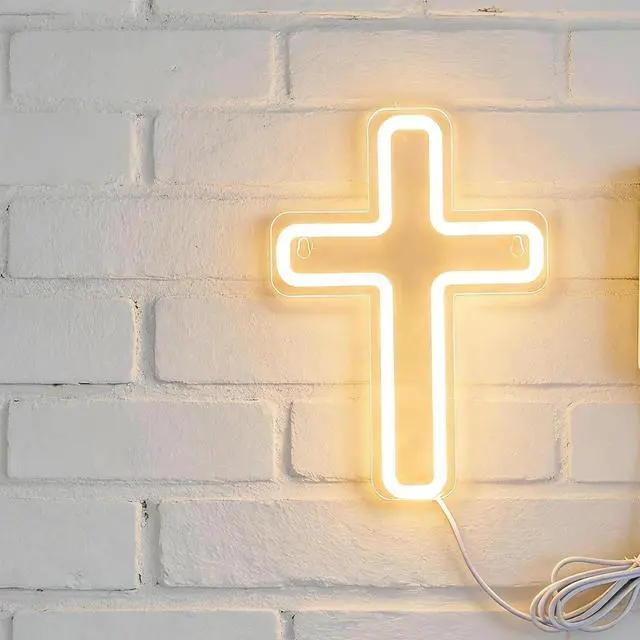 Alt view image 4 of 7 - LED Cross Light USB Plug-in Light Adjustable Acrylic Cross Sign Light