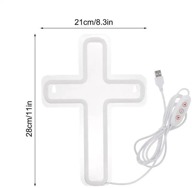 Alt view image 6 of 7 - LED Cross Light USB Plug-in Light Adjustable Acrylic Cross Sign Light