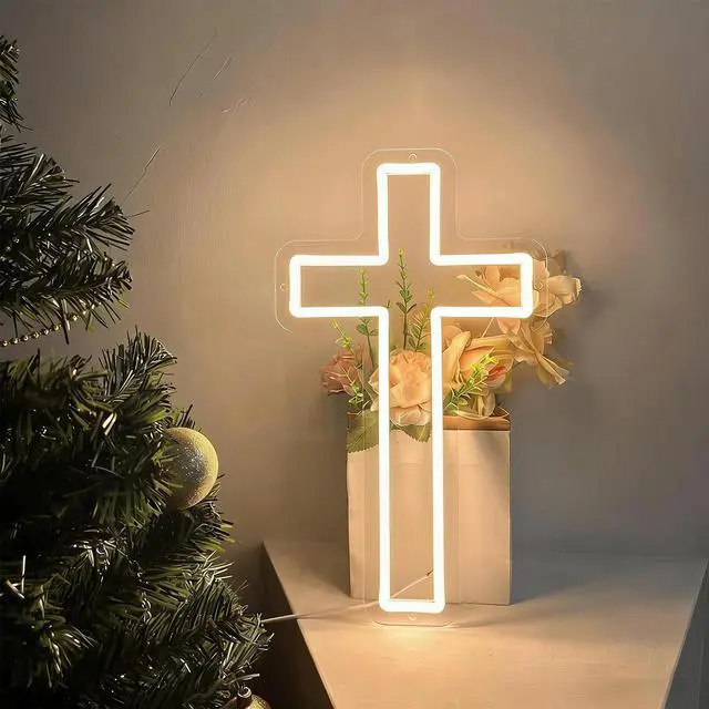 Alt view image 2 of 7 - LED Cross Light USB Plug-in Light Adjustable Acrylic Cross Sign Light