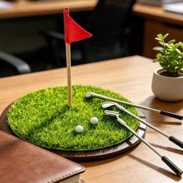 Alt view image 3 of 7 - Mini Desktop Golf Game Set Mini Tabletop Golf Set Putter Flag Balls