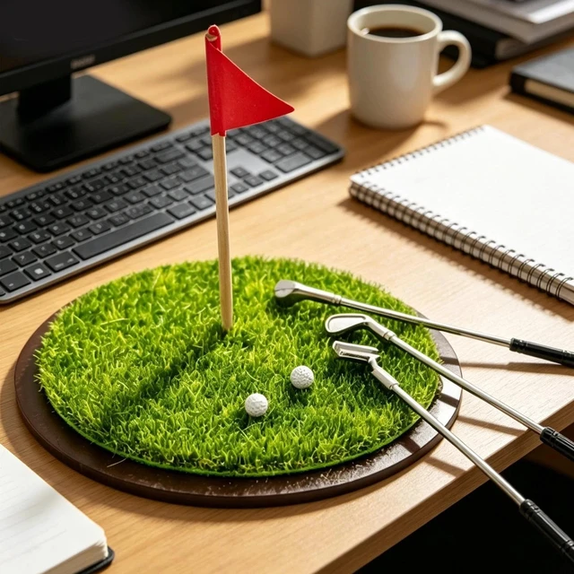 Alt view image 4 of 7 - Mini Desktop Golf Game Set Mini Tabletop Golf Set Putter Flag Balls