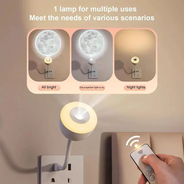 Alt view image 5 of 7 - 1pc USB Ceiling Moon LED Moon Night Light USB Projector Moon Room Decor Lamp