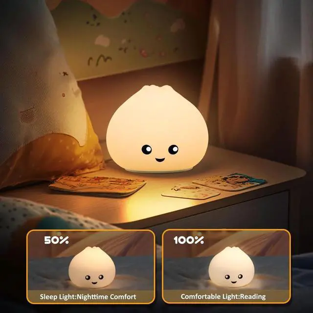 Alt view image 4 of 7 - Silicone Night Light for Kids, Cute Lamp Dumpling Light Touch Lamp Birthday Gift