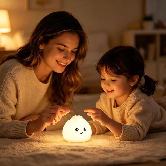 Alt view image 3 of 7 - Silicone Night Light for Kids, Cute Lamp Dumpling Light Touch Lamp Birthday Gift