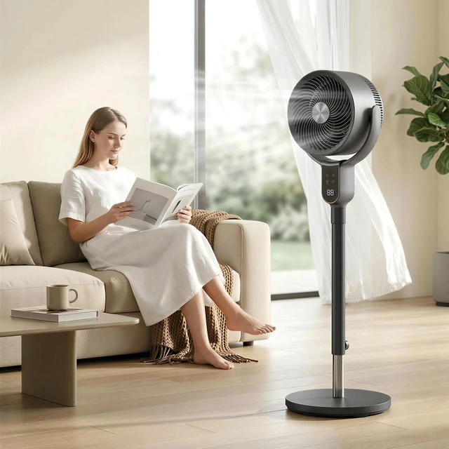 Main image of 20dB Standing Fan, 70°+90° Auto Oscillating Fan with 8 Speeds