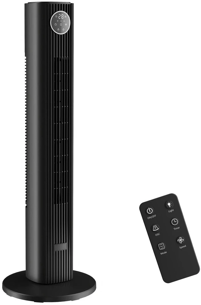 Main image of 28dB Tower Fan for Bedroom, 26 ft/s Velocity Standing Fan, Black