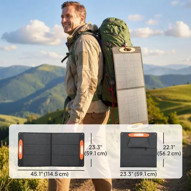 Alt view image 2 of 7 - 100W Portable Solar Panel Solar Charger with USB-A & USB-C Output