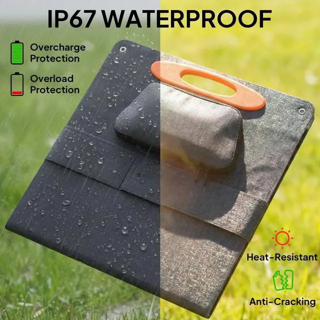 Alt view image 6 of 7 - 100W Portable Solar Panel Solar Charger with USB-A & USB-C Output