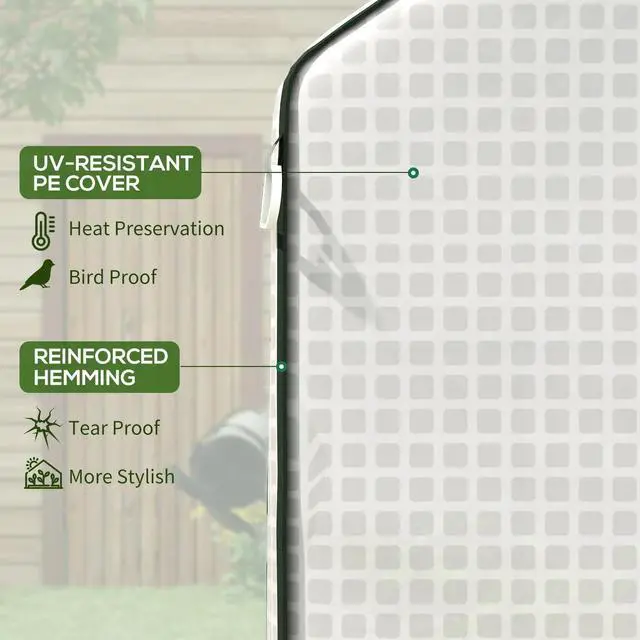 Alt view image 5 of 7 - Outsunny Portable Greenhouse Walk-In Green House with Roll Up Door, White