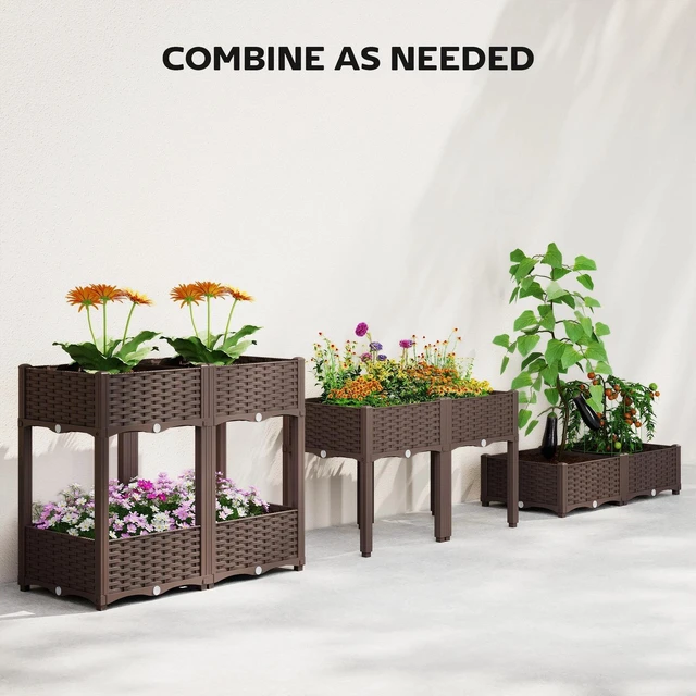 Alt view image 3 of 7 - Outsunny Raised Garden Bed with Legs, Self Watering Elevated Planter Boxes