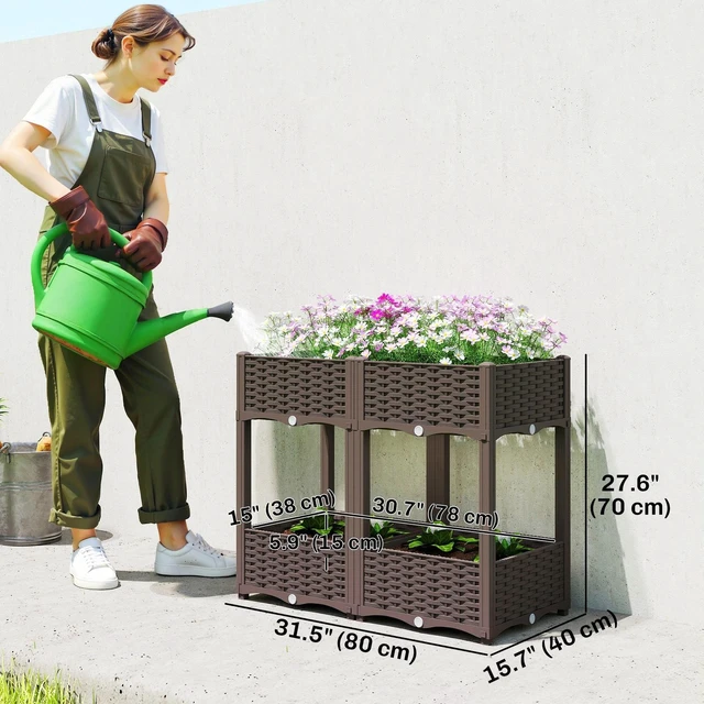 Alt view image 2 of 7 - Outsunny Raised Garden Bed with Legs, Self Watering Elevated Planter Boxes