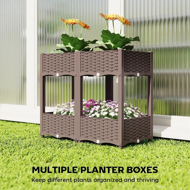 Alt view image 4 of 7 - Outsunny Raised Garden Bed with Legs, Self Watering Elevated Planter Boxes