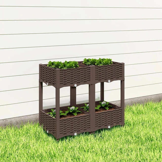 Alt view image 7 of 7 - Outsunny Raised Garden Bed with Legs, Self Watering Elevated Planter Boxes