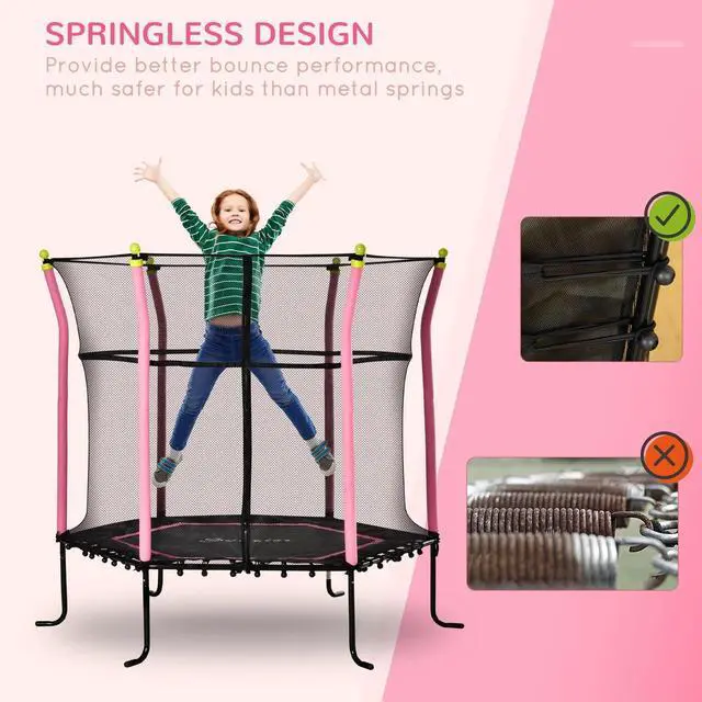 Alt view image 5 of 7 - Kids Trampoline Mini Bouncer Jumper w/ Enclosure Net Indoor