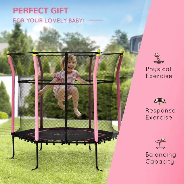 Alt view image 3 of 7 - Kids Trampoline Mini Bouncer Jumper w/ Enclosure Net Indoor
