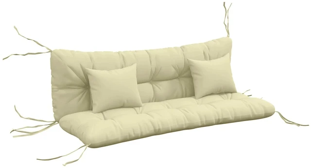 Alt view image 7 of 7 - Set of 4 Patio Chair Cushions for Seat, Back, with Pillows, Cream White