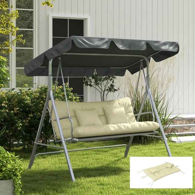 Alt view image 6 of 7 - Set of 4 Patio Chair Cushions for Seat, Back, with Pillows, Cream White