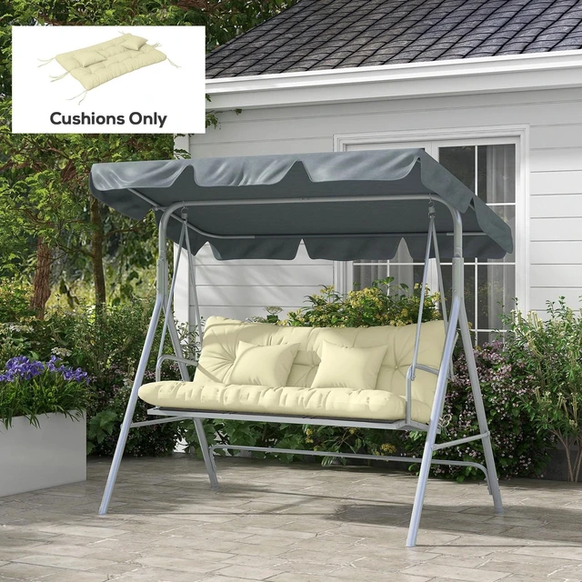 Main image of Set of 4 Patio Chair Cushions for Seat, Back, with Pillows, Cream White