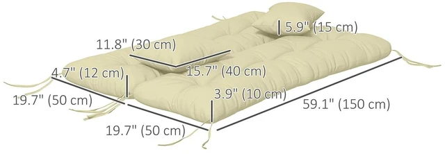 Alt view image 2 of 7 - Set of 4 Patio Chair Cushions for Seat, Back, with Pillows, Cream White