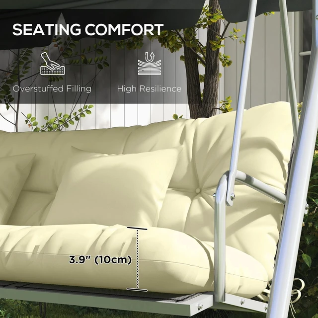 Alt view image 4 of 7 - Set of 4 Patio Chair Cushions for Seat, Back, with Pillows, Cream White