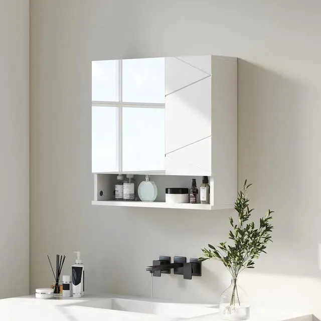 Main image of Medicine Cabinet with Shelf, Bathroom Mirror Cabinet, White