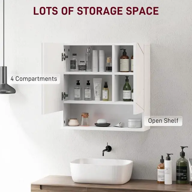 Alt view image 2 of 7 - Medicine Cabinet with Shelf, Bathroom Mirror Cabinet, White