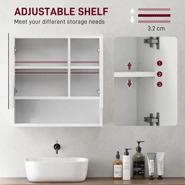Alt view image 5 of 7 - Medicine Cabinet with Shelf, Bathroom Mirror Cabinet, White