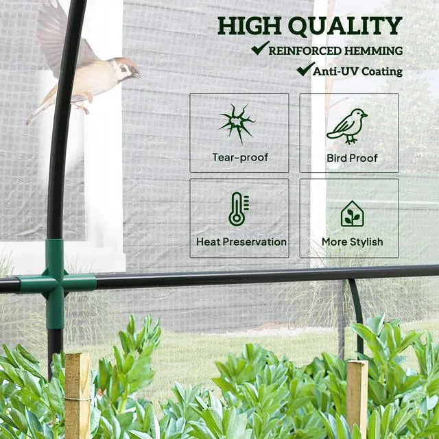 Alt view image 4 of 7 - Outsunny Lean-to Greenhouse with PE Cover, Gardening Green House, White
