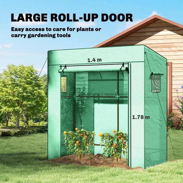 Alt view image 7 of 7 - Tomato Greenhouse Reinforced PE Cover Walk-in Green House