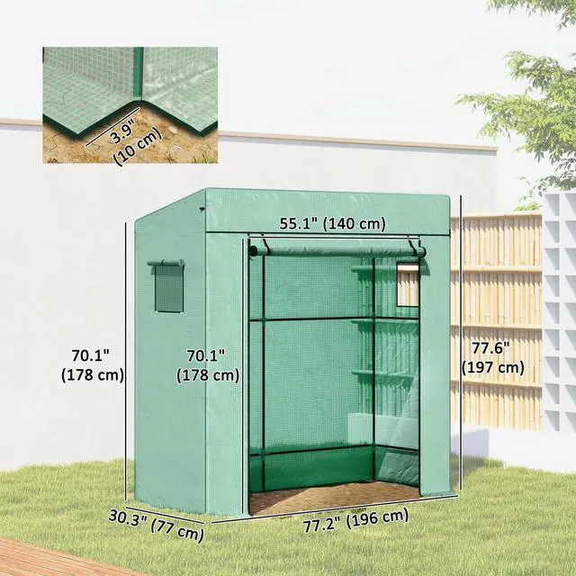 Alt view image 4 of 7 - Tomato Greenhouse Reinforced PE Cover Walk-in Green House