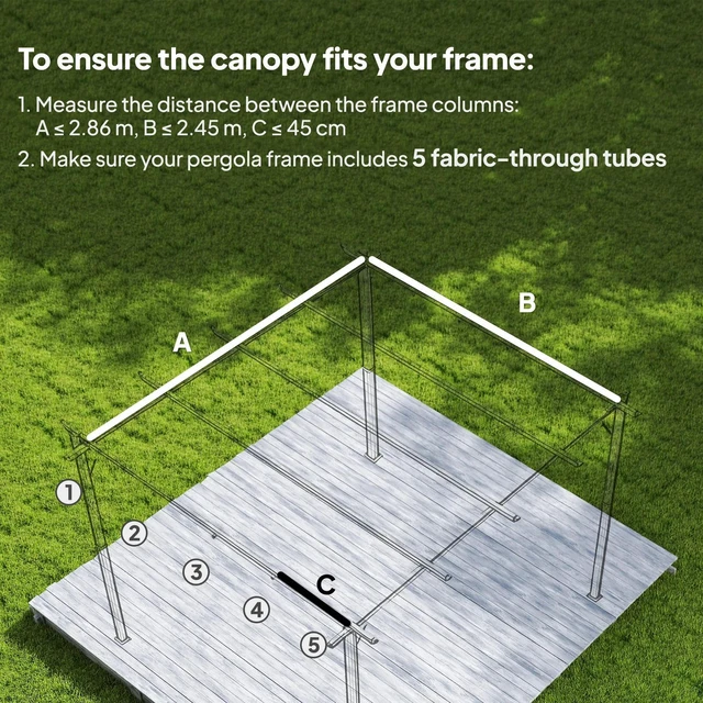 Alt view image 5 of 7 - Retractable Pergola Canopy, Sun Shade Cover for 10' x 7' Pergola