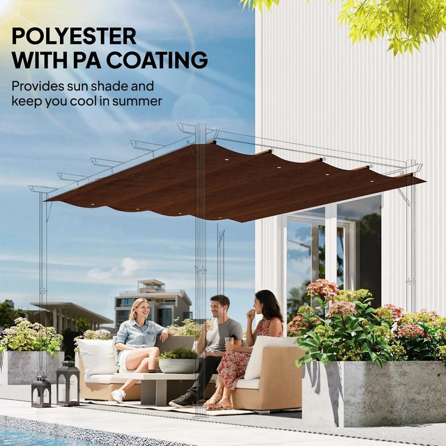 Alt view image 4 of 7 - Retractable Pergola Canopy, Sun Shade Cover for 10' x 7' Pergola