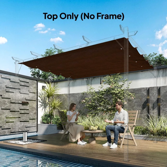 Alt view image 3 of 7 - Retractable Pergola Canopy, Sun Shade Cover for 10' x 7' Pergola